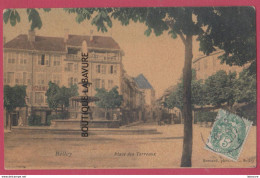 01 - BELLEY----Place Des Terreaux---Carte Toilée --colorisée - Belley