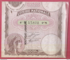 LOTERIE NATIOALE--1934--Billet Entier--100 F-6° Tranche- - Billets De Loterie