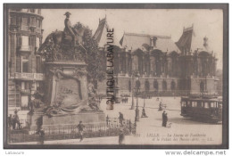 59 - LILLE - La Statue De Faidherbe Et Le Palais Des Beaux Arts-tram--animé - Lille