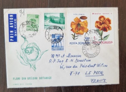 ROUMANIE Fleurs, Fleur Sur Lettre Par Avion Cachet 1971 (1) Yvert N°2614+2619 - Autres & Non Classés