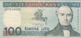 0,07 *EUROPE LITHUANIA 100 Lit 1991 H VERY RARE LITHUANIA The First Type 1991 100 Lit SERIES AS GOOD ! - Lithuania