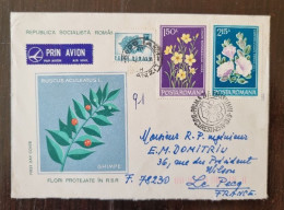 ROUMANIE Fleurs, Fleur Sur Lettre Par Avion Cachet 1979. Yvert N°3159+3160 - Other & Unclassified