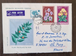 ROUMANIE Fleurs, Fleur Sur Lettre Par Avion Cachet 1979. Yvert N°3158+3161 (1) - Other & Unclassified