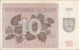 EUROPE LITHUANIA 10 COUPONS 1991 H VERY RARE LITHUANIA First Tip 1991 10 TALONAS SAVED R - Lithuania