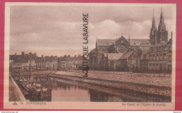 59 - DUNKERQUE--Le Canal Et L'Eglise St Martin--péniches--cpsm Pf - Dunkerque