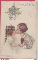 ILLUSTRATEURS --S-BOMPARD---Couple D'enfants S'embrassant Sous Le Gui --Bonne Année - Bompard, S.