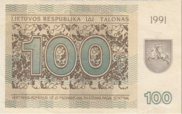 EUROPE LITHUANIA 100 COUPONS 1991 H RARE LITHUANIA Second Type 1991 Year 100 TALONAS SAVED - Lithuania