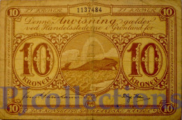 GREENLAND 10 KRONER 1953/57 PICK 19a FINE+ RARE - Grönland