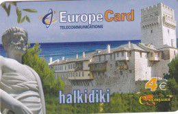 GREECE - Chalkidiki, Old Castle, Europe Telecom Prepaid Card 4 Euro, Used - Paesaggi