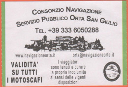 Consorzio Di Navigazione - Servizio Pubblico Orta San Giulio - Biglietto Di Corsa Semplice - Usato - Europe