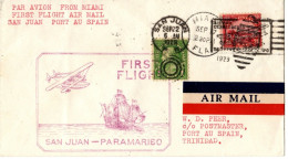 (R1) USA SCOTT # C 6 & # 658 - First Flight San Juan Paramaribo - Port Au Spain Trinidad - Miami - Numeral Cancel 1929. - 1c. 1918-1940 Lettres