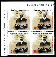 Turkey, Türkei - 2023 - Centenary Of Lausanne Peace Treaty (M.Kemal Atatürk) - Block Of 4 Set ** MNH - Nuevos