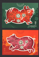2007  Year Of The Pig  - Année Du Cochon - Set Of 2 Cards - 1953-.... Regering Van Elizabeth II