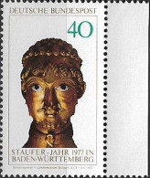 WEST GERMANY (BRD) - HEAD OF FREDERICK BARBAROSSA, YEAR 1165 (RIGHT MARGIN) 1977 - MNH - Archéologie