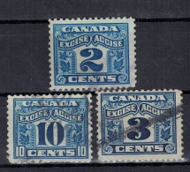 CHCT28 - 2, 3, 10 Cents 1949 Fiscal Tax Stamps, Canada - Fiscaux