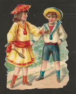 Découpis Gaufré Jeunes Enfants De Fleurs Année 1900 - Kinder