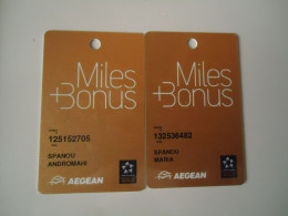 GREECE CARDS  AIR AEGEAN  MILLES  BONUS - Aerei