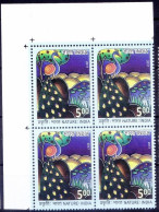 India 2017 MNH, Bird With Peacock Tail, Drawings, Stamp Design Competition, Blk Of 4 Lt U Corner - Pfauen