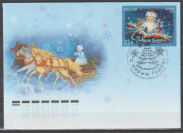 Russland 2020 Weihnachten Christmas Schneemann Kutsche Kuvert Mit Sonderstempel - Storia Postale