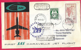 NORGE - FIRST CARAVELLE FLIGHT - SAS - FROM OSLO TO BARCELONA *4.4.60* ON OFFICIAL COVER - Brieven En Documenten