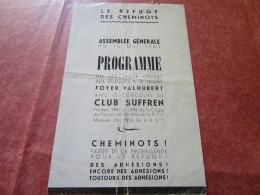 CLUB SUFFREN - Le Refuge Des Cheminots - Spectacle De L'Assemblée Générale (programme) - Chemin De Fer