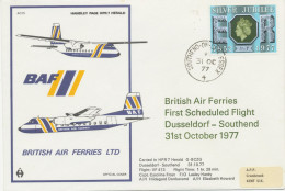 GB 1977 First Flight With British Air Ferries Ltd (BAF - Existed From 1967 To 1993) Via Handley Page HPR7 Herald - Lettres & Documents