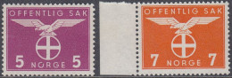 Norway 1942 - Official Stamps: Sun Cross And Eagle - Mi 44-45 ** MNH [1760] - Oficiales