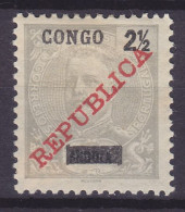 Portuguese Congo 1911 Mi. 55 II, 2½c. König Karl I., Overprinted CONGO / REPUBLICA (Ownermark/Prüfer?), MH* - Congo Portuguesa