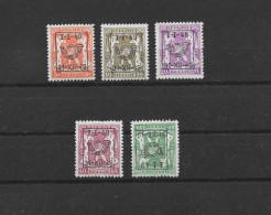 TIMBRES BELGIQUE Préoblitérés  PRE 589/593XX - Typos 1936-51 (Petit Sceau)