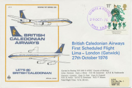 GB 1976 First Flight British Caledonian Airways (BCAL - Existed From 1970 To 1988) W. Boeing 707-365 LIMA, Peru - LONDON - Lettres & Documents