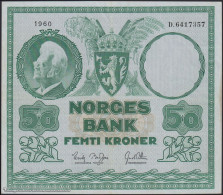 DWN - NORWAY 32c2 - 50 Kroner 1960 VF - D.6417357 - Signatures: Brofoss & Ottesen - Norway