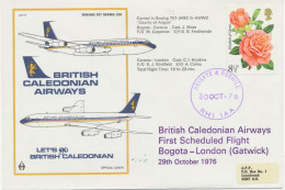 GB 1976 First Flight British Caledonian Airways (BCAL - Existed From 1970 To 1988) With Boeing 707-349C BOGOTA - LONDON - Cartas & Documentos