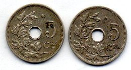 BELGIUM - Set Of Two Coins 5 Centimes, Nickel-Brass, Year 1932, 1930, KM # 93, 94, French & Dutch Legend - 5 Cents