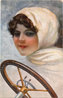 PC ARTIST SIGNED, MONESTIER, GLAMOUR LADY DRIVING, Vintage Postcard (b48900) - Monestier, C.