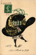 PC ARTIST SIGNED, L. ROBERT, GLAMOUR LADY IN HUGE HAT, Vintage Postcard (b49379) - Robert