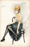 PC ARTIST SIGNED, S. MEUNIER, BAIN DE LA PARISIENNE, Vintage Postcard (b49386) - Meunier, S.