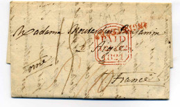 Lettre De Lubworth (near Warcham) + Marque De Transit ANGLETERRE (rouge) + PORT PAYE (PAID) / 1821 - 1801-1848: Vorläufer XIX