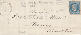 Frankreich Vollständiger Brief Aus Dem Jahr 1870 Von Romenay Nach ? Rautenstempel 3192 - 1863-1870 Napoléon III Lauré