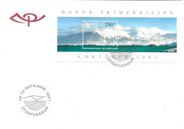 Island Iceland  2001 Stamp Day, Mount Esja (914 M). Mi  Bloc 29 FDC - Storia Postale