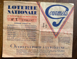 Un Billet De Loterie Nationale, 1936, Etablissement Des Gourmets, Café Et Chocolats - Billets De Loterie