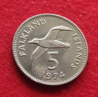 Falkland  Islands 5 Pence 1974 KM# 4.1 Lt 1450 *V2T Bird Malvinas Malwinen - Malvinas