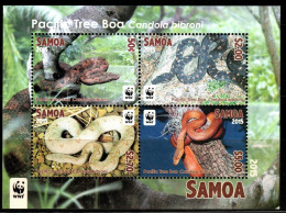 WWF  SAMOA  2015 Souvenir Sheet Snakes, MNH, ** /  Bloc Serpents - Serpents