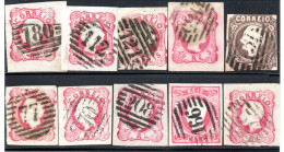 1760 PORTUGAL 10 CLASSIC ST. LOT DIFFERENT NUMERAL POSTMARKS (NO THINS) - Marcophilie