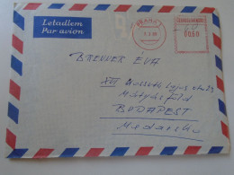 D197977  Czechoslovakia  - Airmail Cover 1965 Praha Prague   Sent To Hungary  EMA Red Meter  Feristempel - Lettres & Documents