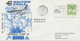 GB 1968 Rare First Flight British Eagle (BE – Existed From 1948 To 1968) With Boeing 707 Jet “LONDON – HAMILTON, BERMUDA - Cartas & Documentos