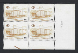 D09 - Belgium 1980 Railway Parcel Stamps TR442 MNH Bloc Of 4 With Print Date & Variety Brake Hose - Neufs