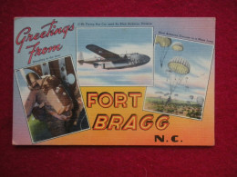 Ww2 Post Card Avion C82 & 82nd Airborne Division Fort Bragg Or Liberty By Carolina News Co Fayetteville - Aviazione