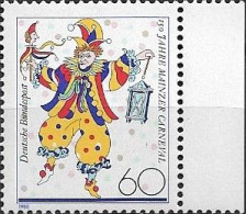 WEST GERMANY (BRD) - 150 YEARS OF MAINZ CARNIVAL (RIGHT MARGIN) 1988 - MNH - Carnavales