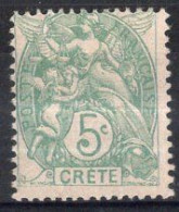 CRETE Timbre-poste N°5* Neuf Charnière TB Cote : 3€00 - Nuevos