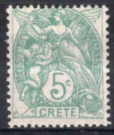 CRETE Timbre-poste N°5* Neuf Charnière TB Cote : 3€00 - Nuevos